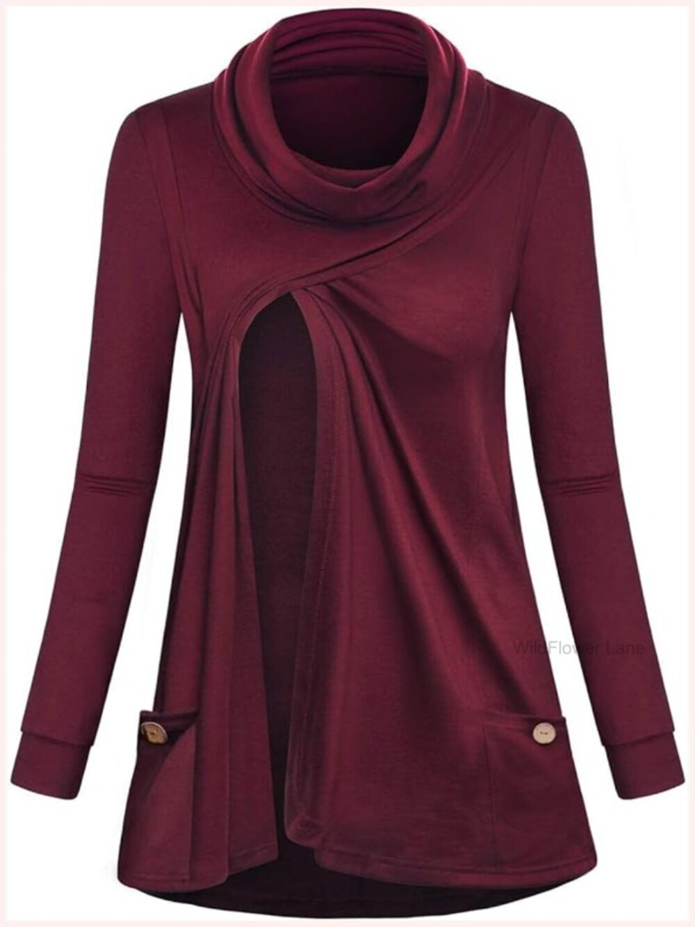 Maternity Nursing Sweatshirt Tunic Tops Breastfeeding Long Sleeve Funnel Neck